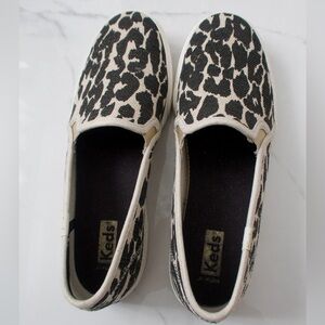 Keds Black and White Animal Print Slip-Ons